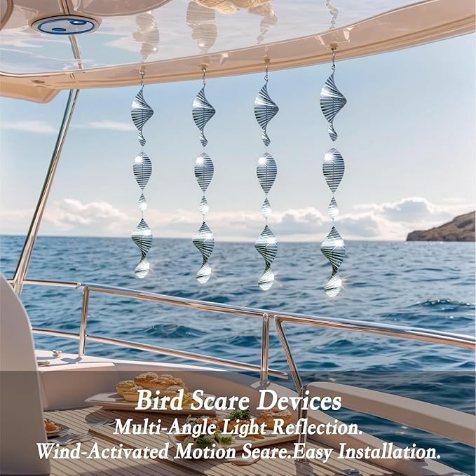 12PCS Bird Deterrents for Outside Patio, 3D Stainless Steel Bird Reflectors to Keep Birds Away, Woodpecker Deterrent for House,Bird Scare Devices to Keep Owl,Pigeons Away from Your Garden, Orchards