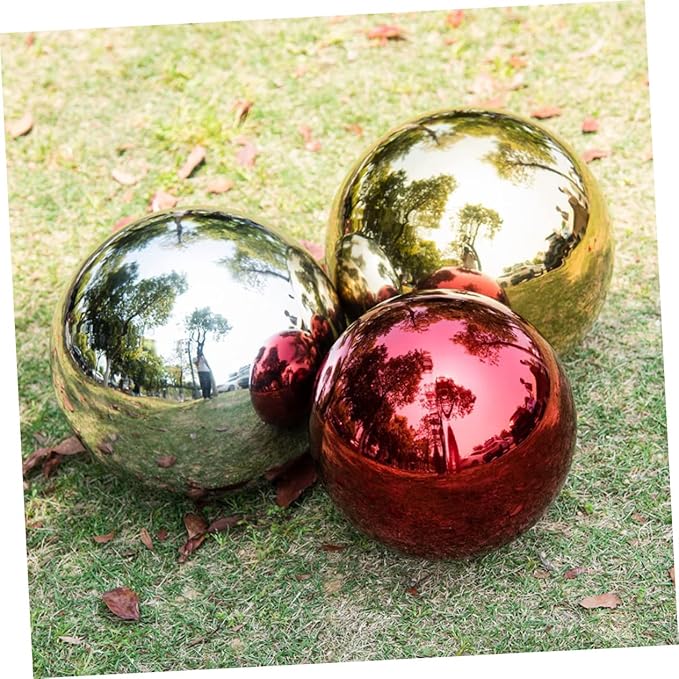 Outanaya Stainless Steel Garden Gazing Ball Polished Reflective Metal Sphere for Outdoor Decor 5.91-in Decorative Mirror Ball for Gardens and Patios