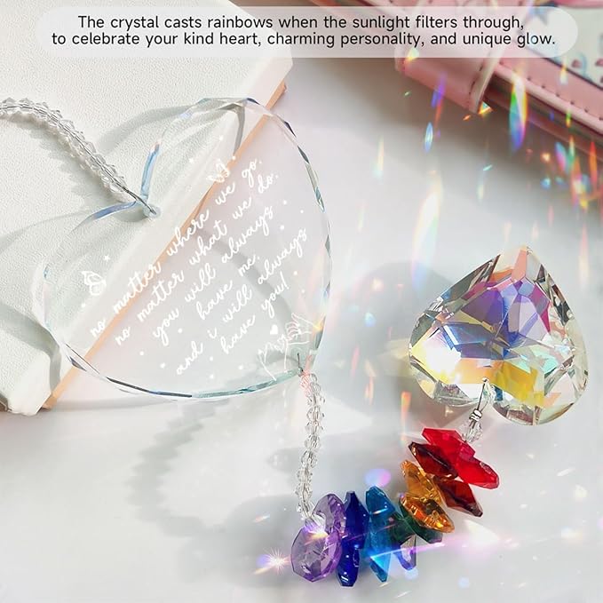 Friendship Sun Catcher Birthday Gifts, for Women, Friendship Keepsake Crystal Suncatcher, Forever True, Forever Friends, of Her Friends or Bestie Sisters, for Window, Garden Decor