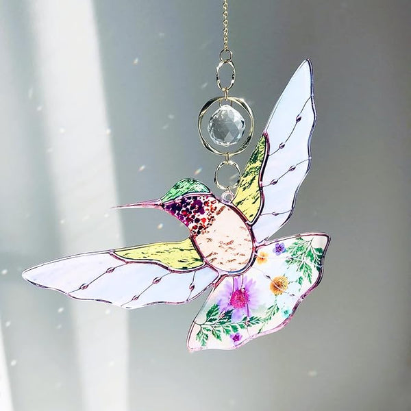 Green Acrylic Hummingbird Flowers Garden Suncatcher Window Hanging Crystal Prism Rainbow Maker Sun Catcher Ornaments Appreciation Thank You Gifts for Mom Grandma Sister Home Decor