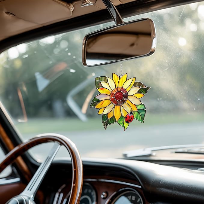 Sunflower Flower Acrylic Suncatcher, Flower Suncatchers for Window Hangings, Stained Glass Effect Garden Decor, Gift for Mother's Day, Mom, Grandma, Wife, Women