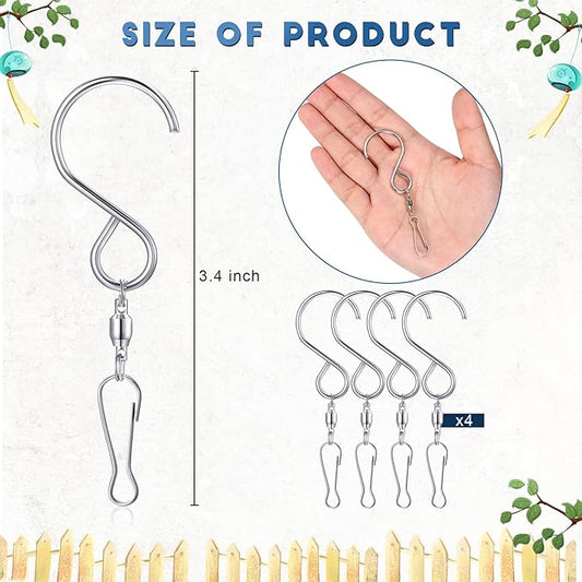 Mudder 1 Party Supply (4 Pack) Swivel Hooks Clips for Hanging Wind Spinners Crystal Twisters a