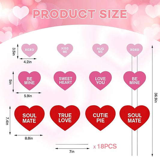KEOHOLI 9 Pcs Valentine Yard Sign Valentine's Day Yard Stake with Conversation Heart Valentines Garden Stake Valentines Day Outdoor Decorations for Pathway Wedding Lawn