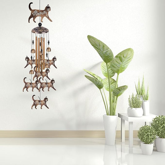 Cats Wind Chimes for Outside/Indoor/Garden/Home/Balcony/Lawn/Tree/Yard/Garden Decoration, Retro Wind Catcher, Hang Cat Decor, Blessing Wind Bells, Memorial WindChimes Gifts for Mom, Grandma, Woman