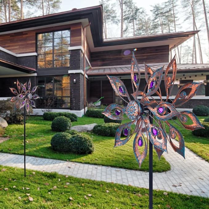 DREAMSOUL Wind Spinners Outdoor Double Kinetic Wind Spinner, Metal Windmill for Yard Patio Lawn Decor (58 * 14 Inches)