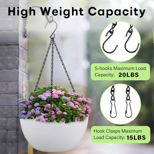 260inch Black Metal Hanging Chains with Hanging Basket Hooks Set for Planters,Birdcage,Birds Feeder,Grow Lights,Lanterns,Billboards,Wind Chime and Ornaments,Chain Hooks DIY,Black