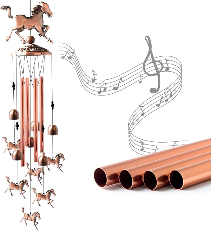 Horse Wind Chimes Outdoor, for Women,Horse Lover Birthday Gifts for Men/Mom/Grandma Metal WindChimes Outside/Indoors, Lawn, Patio, Garden Decor, Yard Decorations