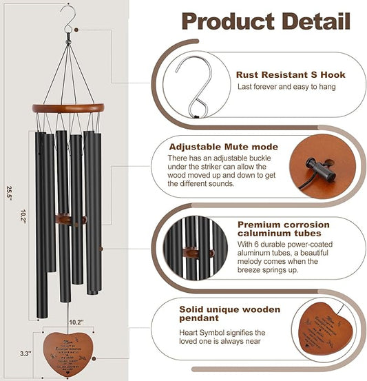 Memorial Gifts for Loss of Mother,Windchimes in Memory of a Loved One Sympathy Gifts for Loss of Mom Memorial Wind Chimes for Loss of Mother Remembrance Bereavement Condolence Gifts
