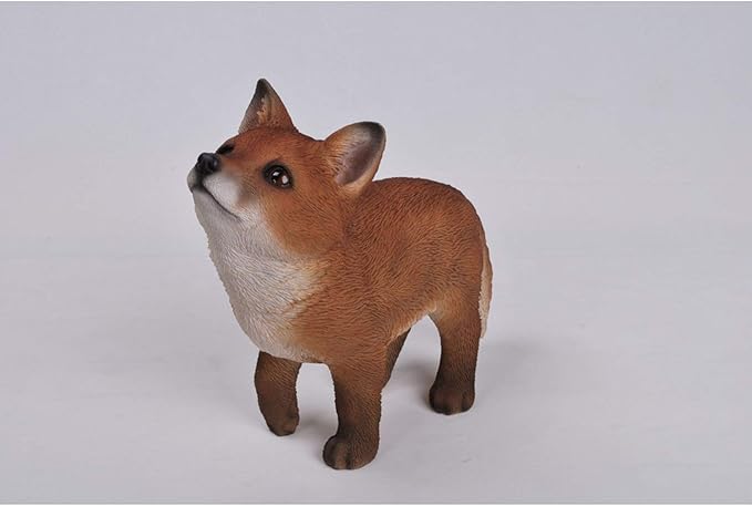 HI-LINE Fox Pup Looking Up Outdoor Garden Statue - 9.5"