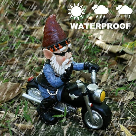 gofidin Resin Dwarf Statue Motorcycle Riding Funny Gnome Decoration Outdoor Yard Lawn Garden Gnome Statue Dwarf Figurine Home Ornaments