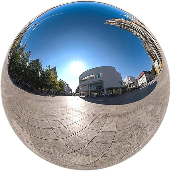 Nerien 12 Inch Gazing Ball, Stainless Steel Garden Mirror Globe, Polished Ornament Sphere, Hollow Floating Reflective Hemisphere, Home Outdoor Pond Housewarming Swimming Pool Decoration Gifts, Silver