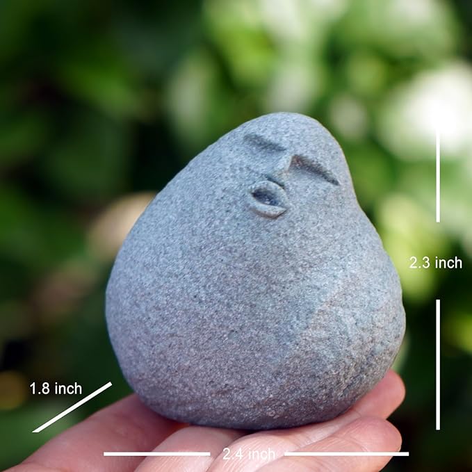 Cute Stone Primitive Man Figurine: Funny Stoneman Statue for Outdoor Decor, Carving Face Garden Home Decoration Fish Tank Ornament - Stone Man C