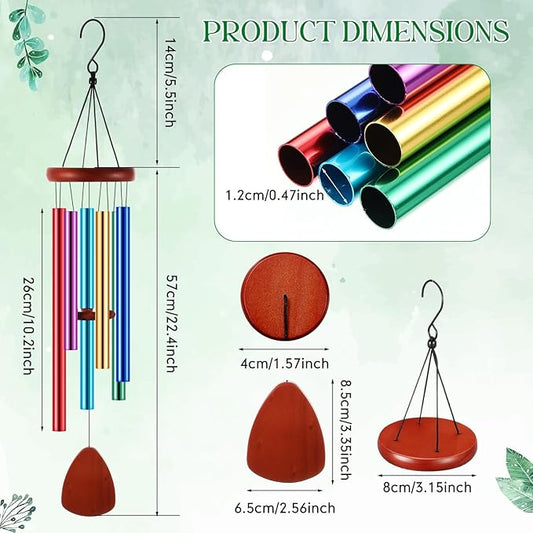 Leinuosen Wind Chimes for Outside Wind Chimes Outdoors Deep Tones 28" with 6 Aluminum Tubes Memorial Sympathy Windchime for Valentine Tree Decor Garden Courtyard Mom Loved One Gifts(Classic,Colorful)