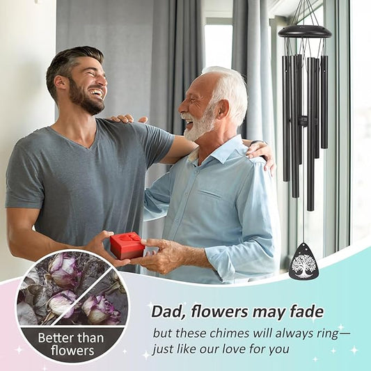 Gifts for Dad, 25''Wind Chimes Black, Dad Birthday Gifts from Daughter Son, Father's Day, Thanksgiving, for Dads,Father Gift Ideas for Dads Birthday Decorations