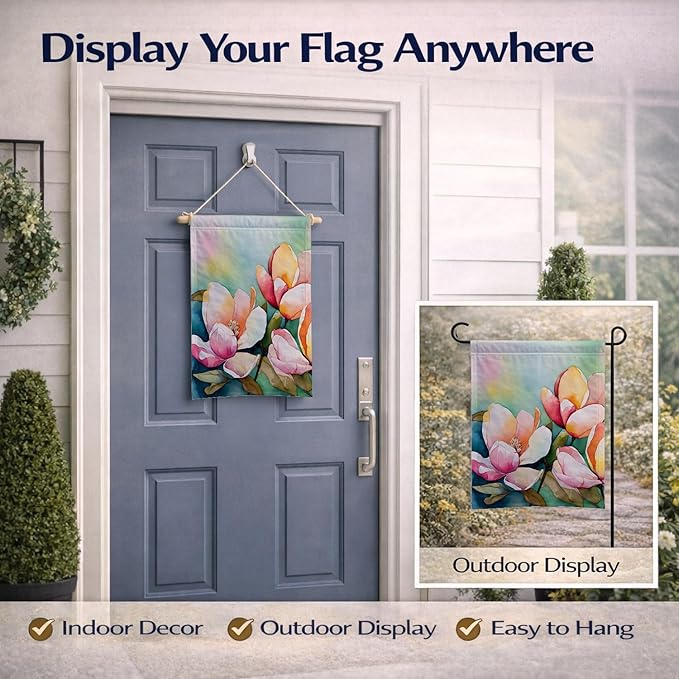 Caroline's Treasures Mississippi Magnolia in Watercolor Garden Flag Mailbox Flag Decorative Yard Flag Banner Outside Patio Artwork Yard Flower Beds, Garden Size, Multicolor