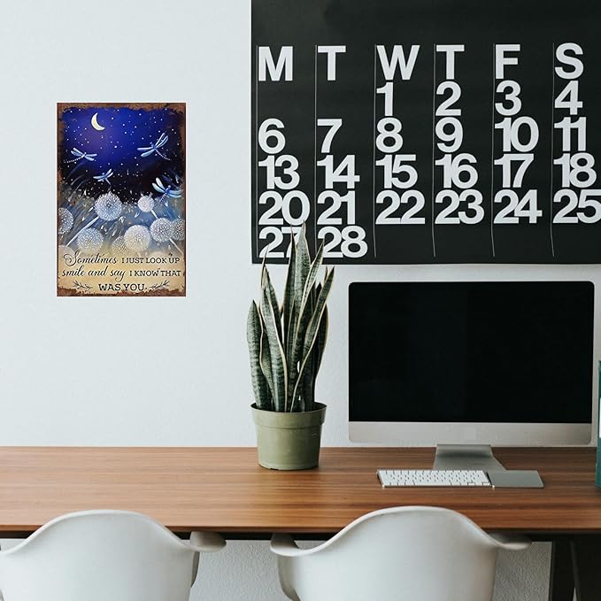 Dragonfly Tin Sign Night Sky Metal Poster Vintage, I Know That was You, Wall Art Decor Gifts for Home Bar Kitchen Restaurant Bedroom Garden Plaque 8x12 Inch