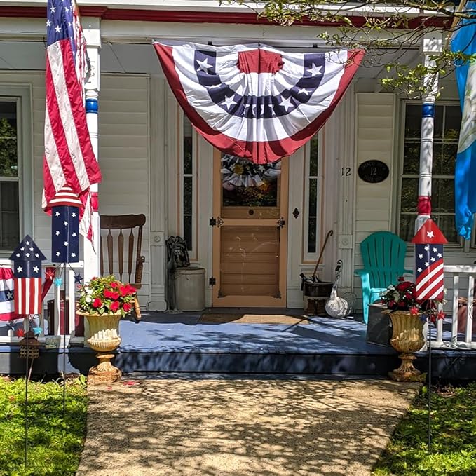 hogardeck 4th of July Decorations Outdoor, 36โ Set of 3 Metal Firework Decorative Garden Stakes for Fourth of July Decorations, Patriotic Yard Firecracker Signs for Garden Memorial Day Decorations