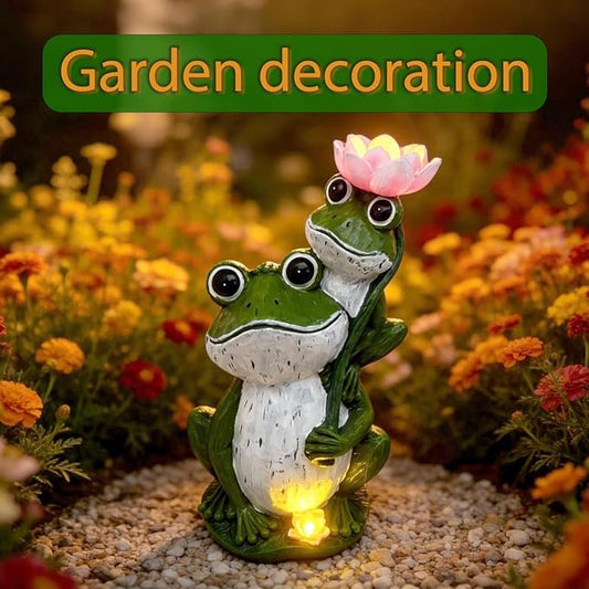 Solar Garden Outdoor Statues Lights Frog Garden Sculptures Birthday Housewarming Gifts for Women Mom Grandma for Patio Yard Lawn Backyard Decorations