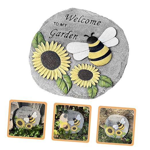 Milisten Outdoor Decorative Resin Stepping Stone Unique Footstep Design for Garden Pathway Weather-Resistant Accent for Lawn and Patio Decor and Sunflower Theme