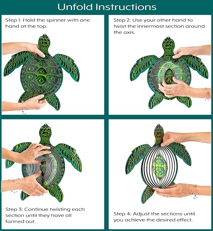 ISEO® Turtle Wind Spinner for Yard and Garden, Hanging Outdoor Decor, Yard Art, Porch and Patio Decorations, Metal Wind Spinners Outdoor, Weather Resistant, 12”