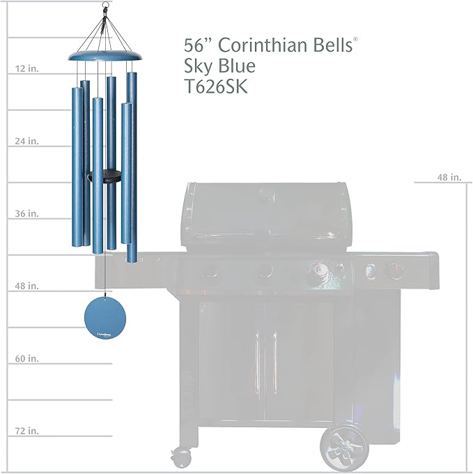 Corinthian Bells by Wind River - 56 inch Sky Blue Wind Chime for Patio, Backyard, Garden, and Outdoor Decor (Aluminum Chime) Made in The USA