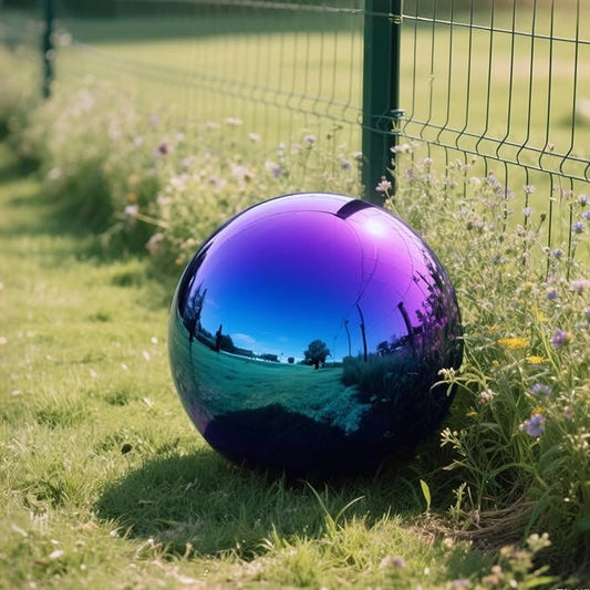 12 Inch Stainless Steel Gazing Ball, Garden Gazing Globe Mirror Ball, Polished Shiny Sphere for Garden Yard Outdoor, Swimming Pool Decoration (Rainbow)