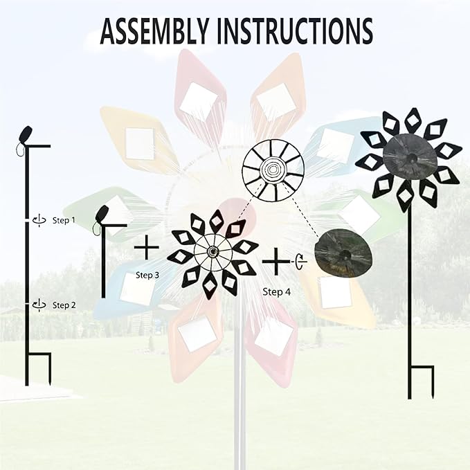 Solar 45" Sunglasses Wind Spinners for Yard and Garden, Metal Clearance Windmill Kinetic Wind Spinner Outdoor Decor, Wind Sculpture Yard Art Decorations for Patio & Lawn