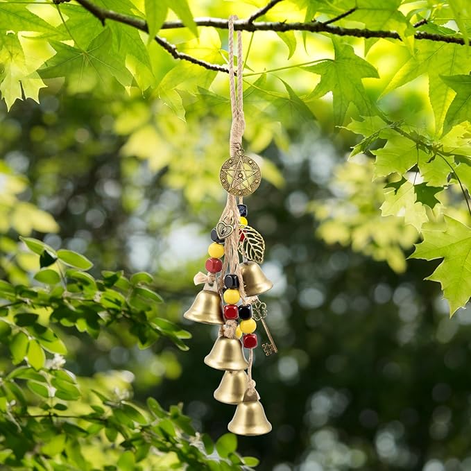 Witch Bells Protection for Door Knob, 13" Hanger Wind Chimes, Christmas Bells for Witchy Home Decor, Witchy Things Clear Negative Energy Witchcraft Supplies (Love, Hope, Strength)