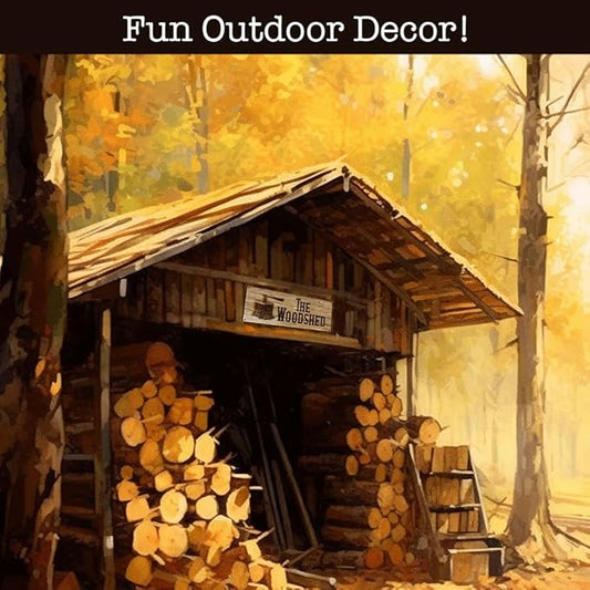 The Woodshed, 5.75 x 15.5 Inch Aluminum Sign, Rustic Decor for Barn, Shed, Out Building, Lean-to, Campfire Pit, Gifts for Lumberjack, Logger, Sawyer, Dad, Grandpa 0616-RK3409