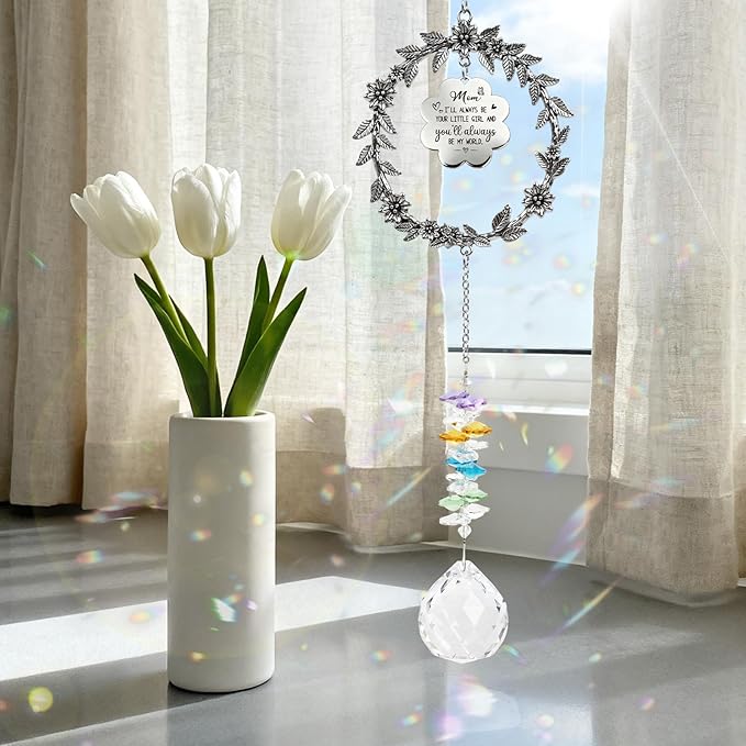 Rngmsi Crystal Suncatcher Best Mom Gifts, Birthday Gifts for Mothers Day Thanksgiving Christmas, Sun Catcher Hanging Ornament for Window Hanging Wall Art