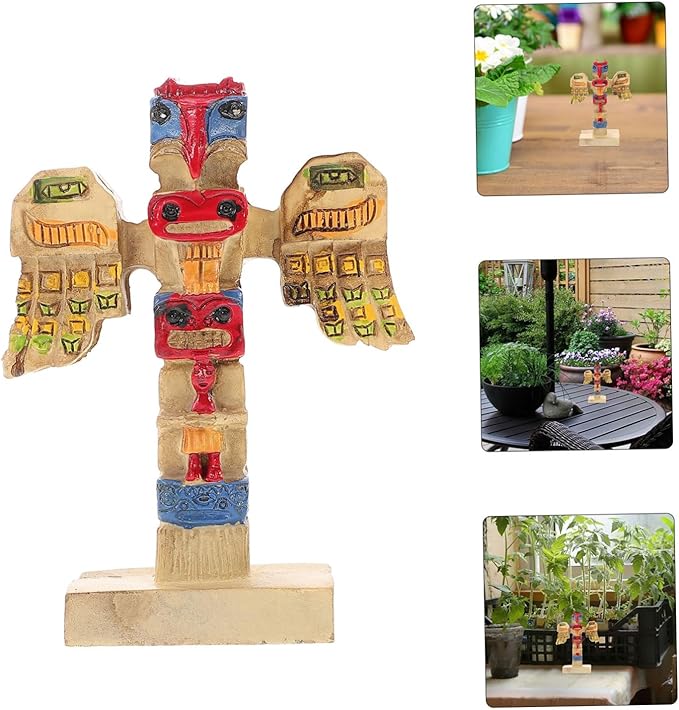 Handpainted Tribal Symbol Statue Resin Decor with Auspicious Design Unique Garden Ornament for Outdoor and Courtyard Artistic Retro Adornment Enhancing Garden Atmosphere