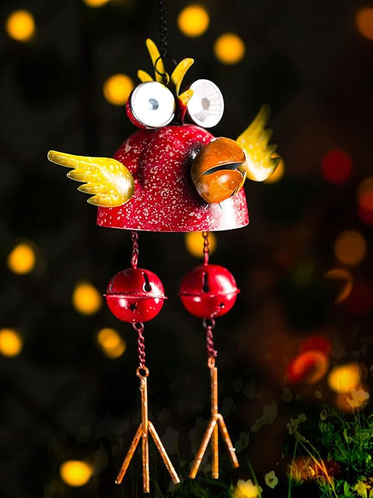 Rooster Solar Wind Chimes for Outside,Funny Chicken Decor for Outdoor Patio Porch or Backyard, Rooster Decor Christams Gift for Women, Mom, Grandma, Unisex (Red)