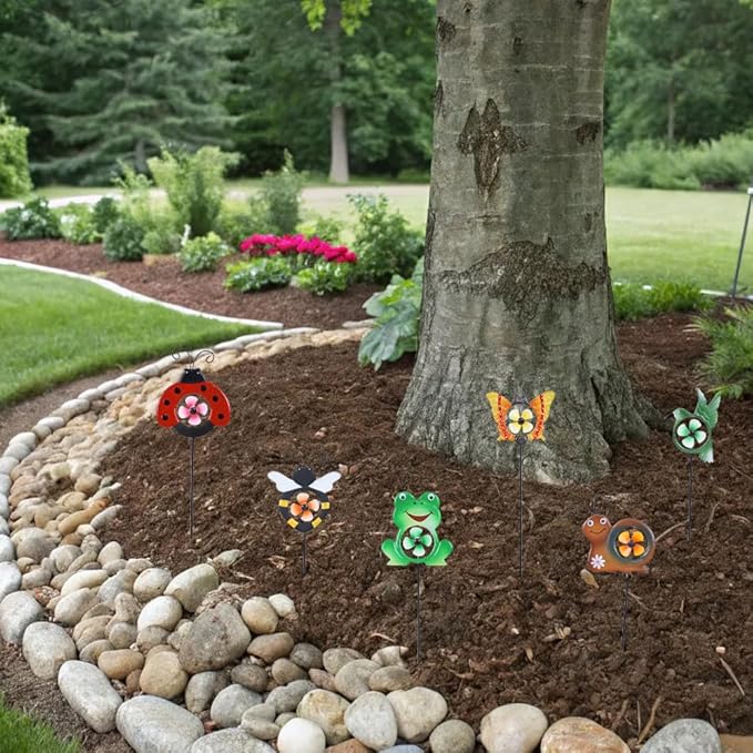 hogardeck Garden Decor for Outside, Metal Animal Pinwheels Decorative Garden Stakes for Spring Decor, Colorful Wind Spinners for Yard Art Outdoor Lawn Porch Pathway Decorations (HGMD-2249)