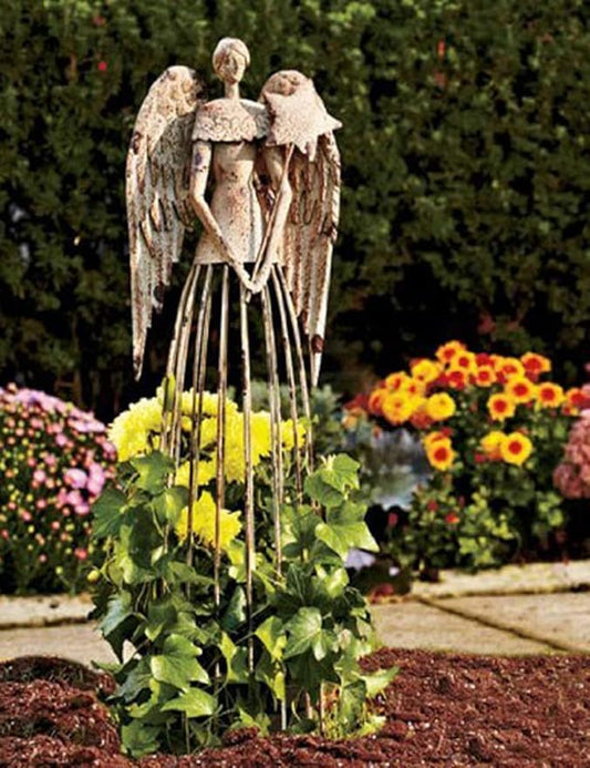 K KILIPES 26" H Antique Metal Angel Garden Statue Outdoor Yard Art Lawn Ornaments, Gifts for Mom Grandma Women