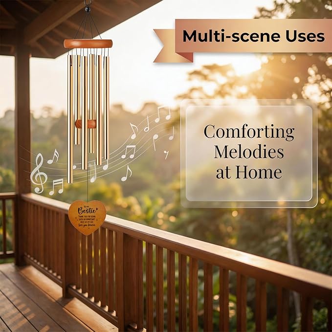 Bestie Gifts Wind Chimes - Metal Windchimes Outdoors for Friendship Garden Yard Porch Indoor Balcony Home Hanging Decoration Appreciation Graduation Birthday Sisterhood Gift for Friends