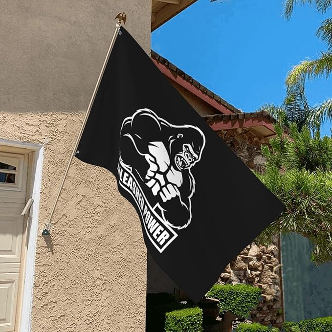 Gorilla Flag Outdoor Heavy Duty Gym Banner Double Sided 3x5 Ft Fitness Workout Flags with Brass Grommets for Room Decor, Bedroom, Garden, House Decoration