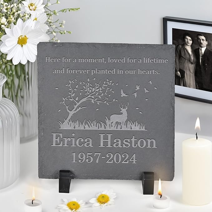 Personalized Memorial Stone Memorial Garden Stone - Sympathy Gifts for Loss of Dad, Mom or Loved One - Bereavement, Remembrance and Condolence Gift - Forever Planted in Our Hearts Square