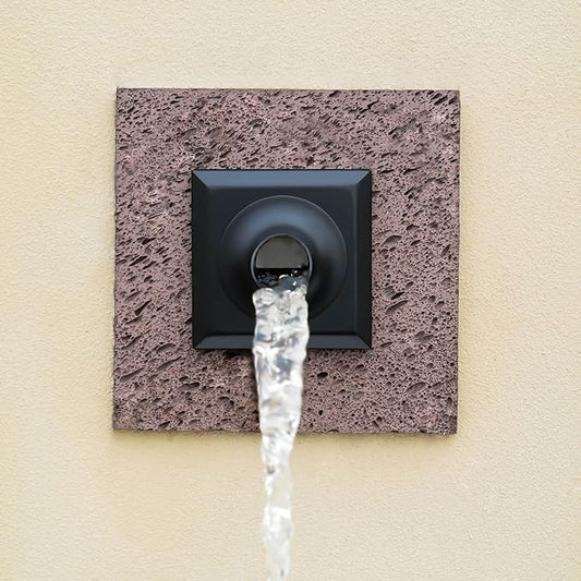 PONDO 2'' Round Water Fountain Spout, 316 Stainless Steel Spillway Waterfall Accent Scupper Feature with Integrated Spray Baffle for Landscape Decor, Garden Pond, Pool, Water Wall, Fountain (Black)