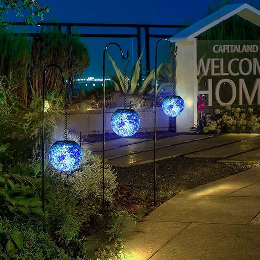 VCUTEKA Solar Lanterns Outdoor Waterproof - Hanging Solar Lights Garden LED Lanterns Mosaic Glass Design for Landscape Patio Yard Garden Pathway Decoration