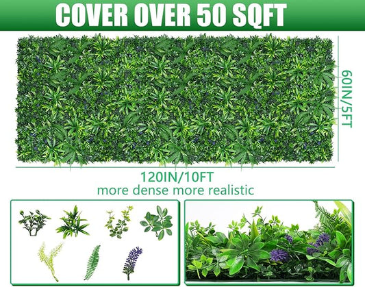 Grooy Artificial Boxwood Roll Panels, Grass Wall Panels 60"x120"(50 SQFT), Privacy Hedge Fence Screen with UV Protection, Fake Greenery Backdrop for Indoor Wedding and Outdoor Garden Backyard