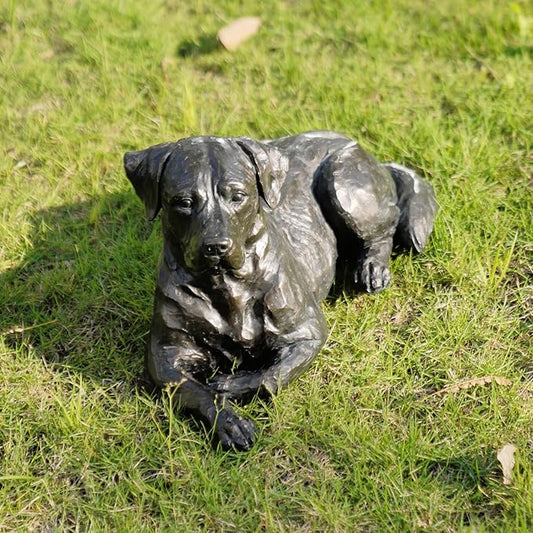 Large Labrador Dog Statues Outdoor – 16.75inch Black Resin Labrador Memorial Statue 4.1lb Décor Sculpture Large lab Outdoor Figurines for Dog Lovers 16.75L*9.75W*9.5H
