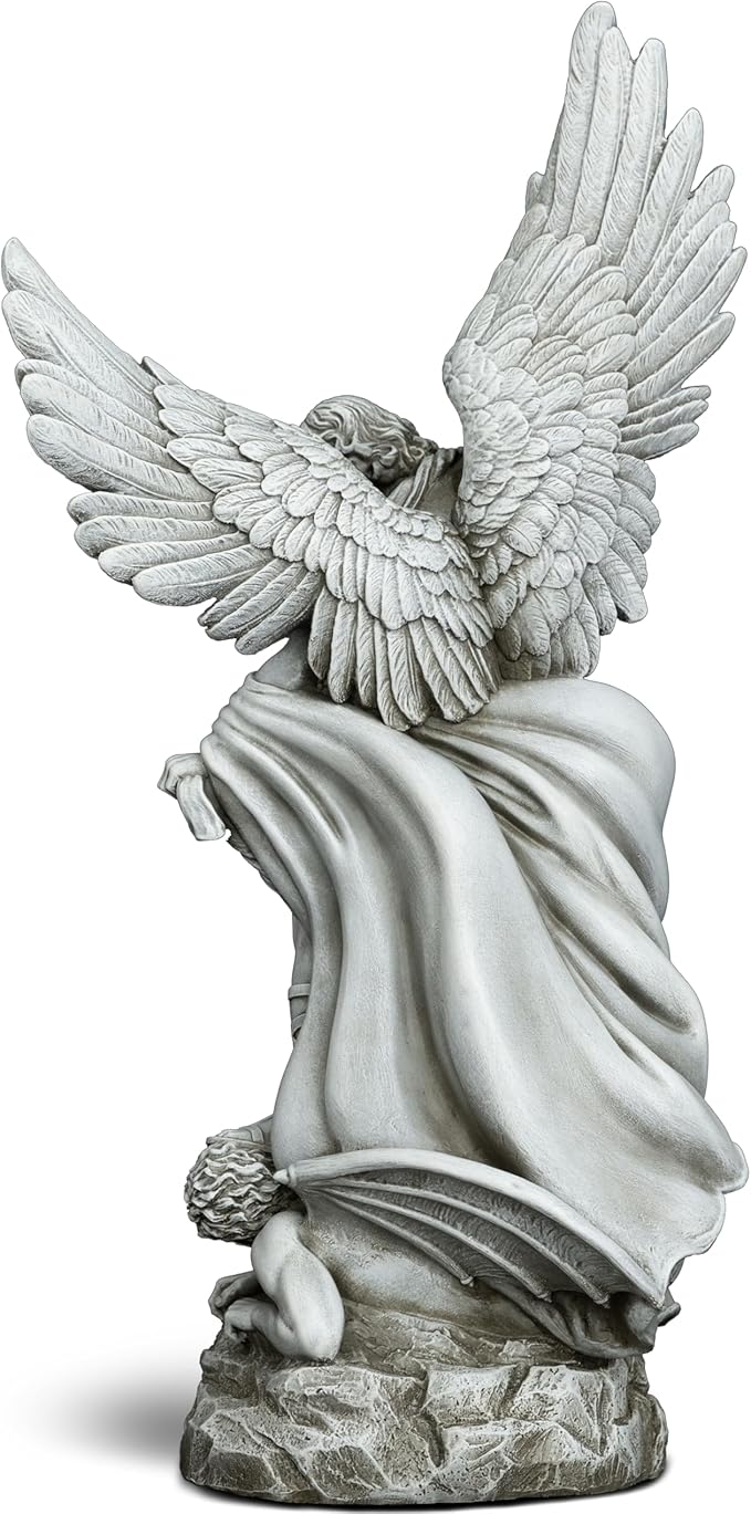 DevotedWalls 20.5" Large Saint Michael Statue Outdoor,Michael the Archangel Slaying Satan,Large Garden Religious Sculpture,San Miguel Arcangel Defender for Porch,Patio or Church Entryway