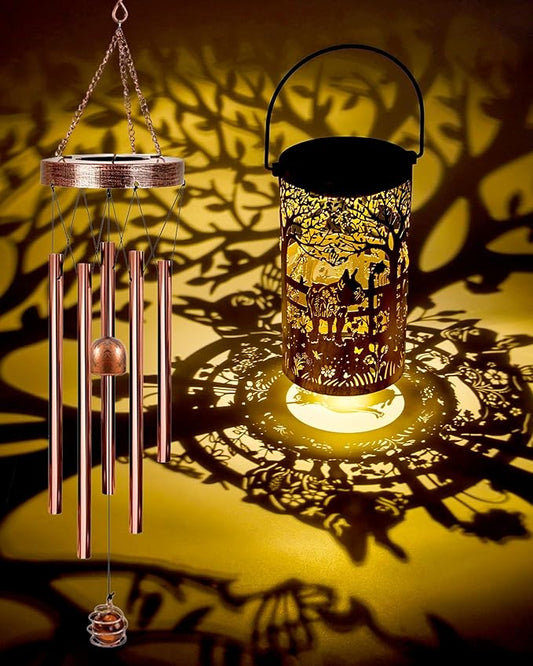 French Bulldog Gifts Windchimes - Metal Solar Wind Chimes for Outside with Lanterns Garden Patio Yard Decor Housewarming Christmas New Year Birthday Gift for Women Mom Grandma Dog Lover