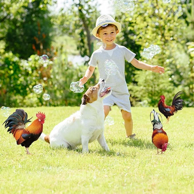 Soaoo 5 Pcs Acrylic Rooster Yard Decorations Outdoor Garden Chicken Statues Rooster Garden Decor Chicken Party Decorations for Outdoor Lawn