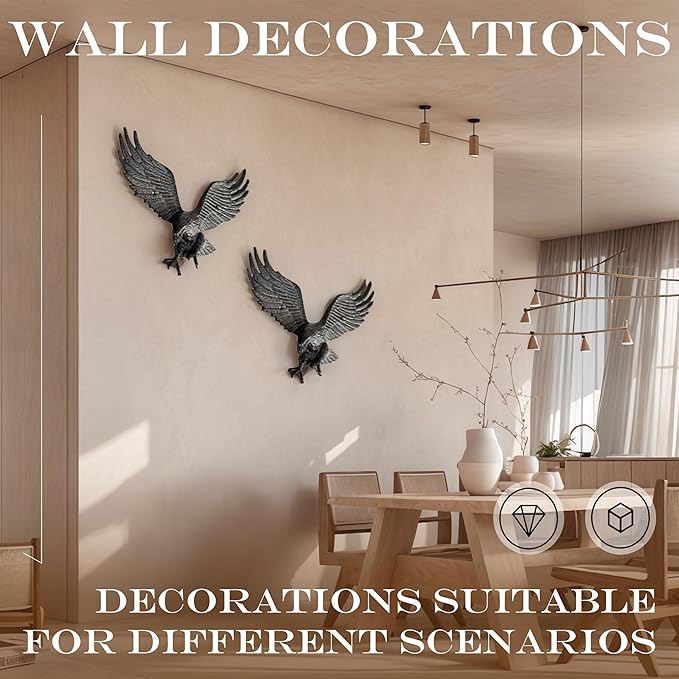 Linton Arts Metal Eagle Wall Decor โ Cast Iron Patriotic Decoration Wall Art for Outdoor & Indoor, American Eagle Wall Hanging for Home, Garden, Patio, Door,Garage Decoration