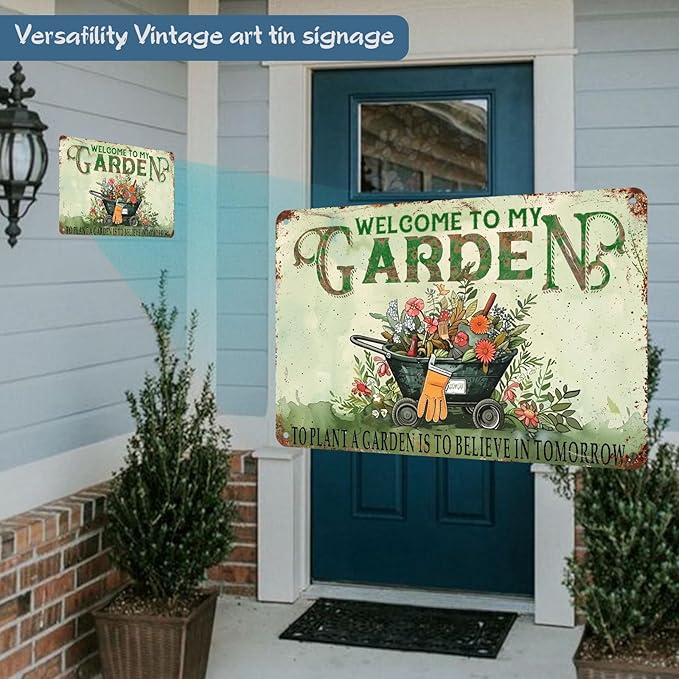 Vintage Gardening Metal Sign Gardening Wall Decor Gardening Gift for Friend Backyard Oasis Bar Outdoor Party 8 x 12 Inch