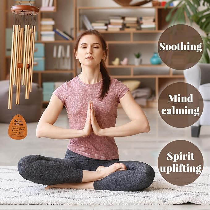 Yookeer Spanish Wind Chimes Best Gift Mother Birthday Gift from Daughter Son Love Reminder Gifts for Mama Grandmother Bonus Mom Birthday Mother's Day (Bonus Mom)