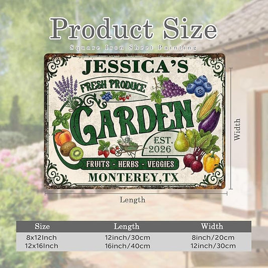 Personalized Garden Signs for Outside Custom Metal Tin Sign for Women, Retro Funny Welcome Metal Sign for Patio, Yard Rustic Home Decor Gift for Mothers Day, Grandmas, and Gardening Lovers