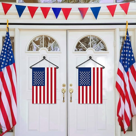 HOOSUN Garden Flag Hanger Holder for Outside,12 x 18 Garden Flag Hanger Stand for Wall Door Decorative Flags,Premium Wall Hanging Banner Hangers for Front Door Windows Halloween Decorations(2 Pack)