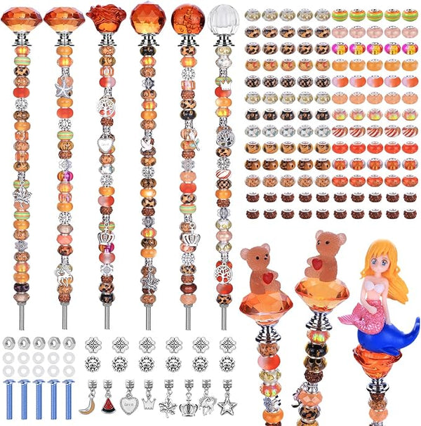 AIPRIDY 158 Pcs DIY Fairy Wand Garden Stakes Kit,Multiple Color Scheme European Beads Crystal Diamond Tops and 12 or 10 Inch Threaded Rods,Stainless Steel Stakes with Diamond Toppe (Sun)